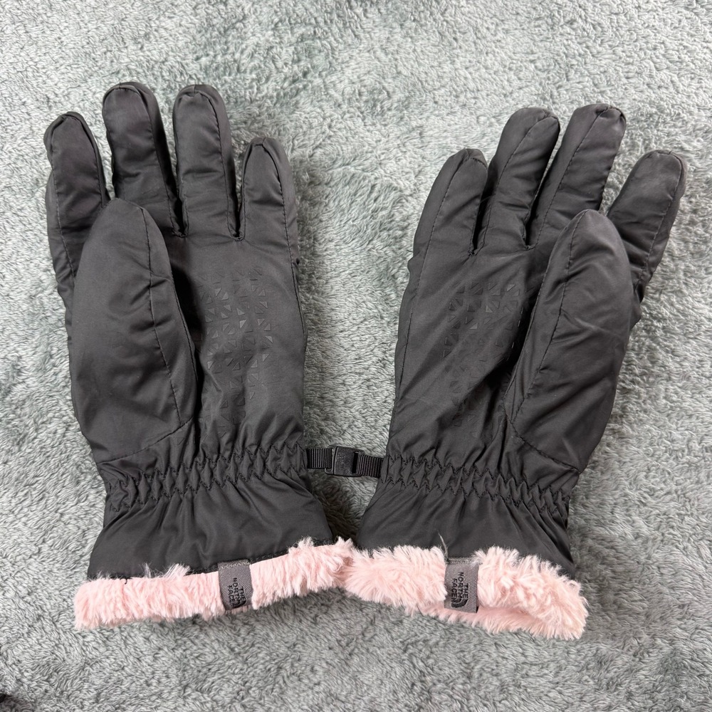 The North Face Womens Black Pink Quilted Faux Fur Lined Thermal Gloves Size M - Picture 3 of 10